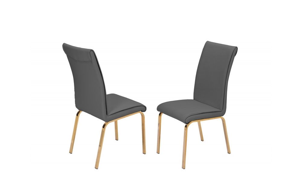 Goldies Gray Leatherette Upholstered Chairs,Goldies White Leatherette Upholstered Chairs,Goldies Gold Finish Dining Table,Goldies Gold Finish Dining Table Set