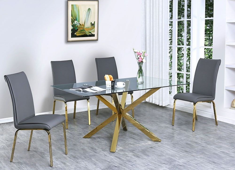 Goldies Gold Finish Dining Table Set