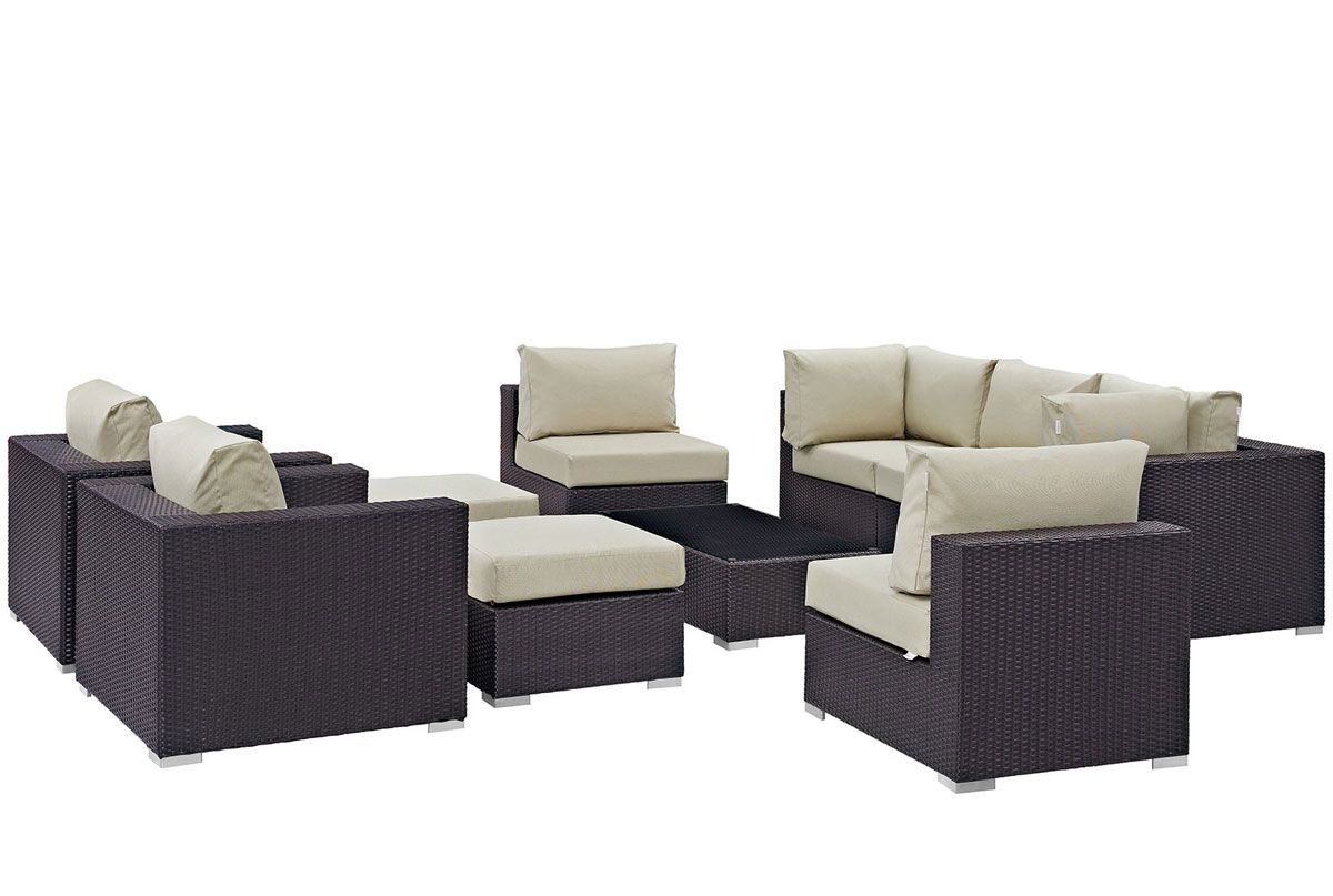 Gomer 8-Piece Beige Outdoor Sofa Set