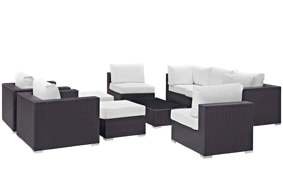 Gomer 8-Piece White Outdoor Sofa Set