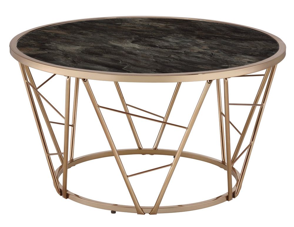 Gordie Round Faux Marble Top Coffee Table