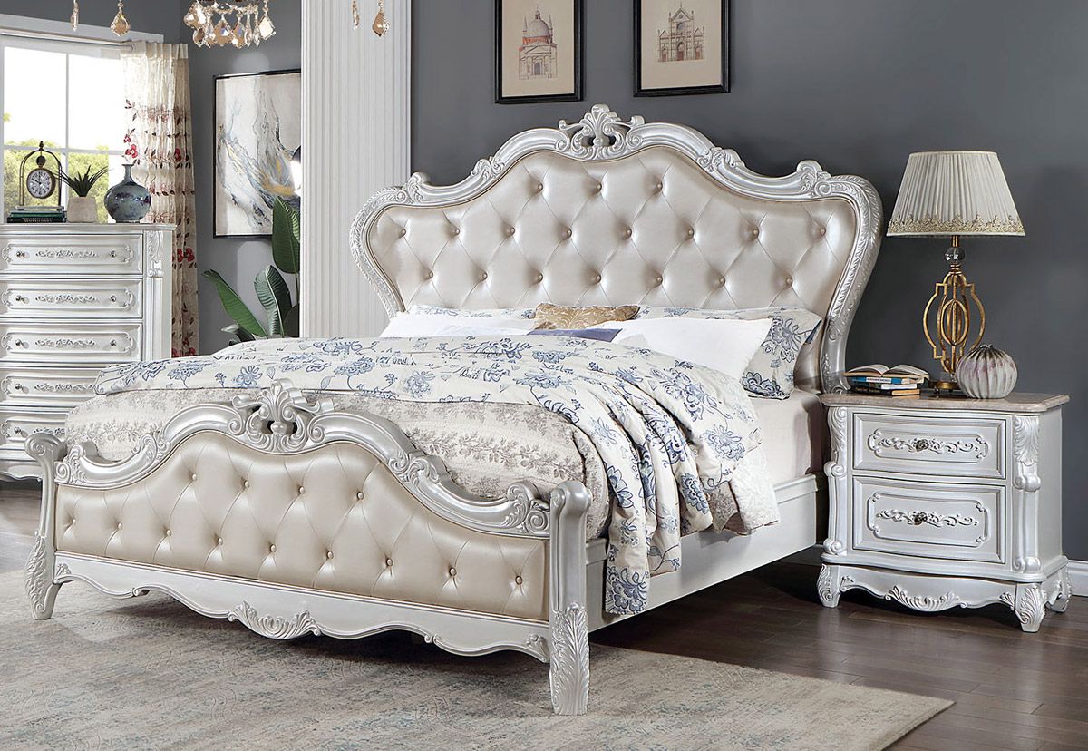 Gracia Pearl White Traditional Bed