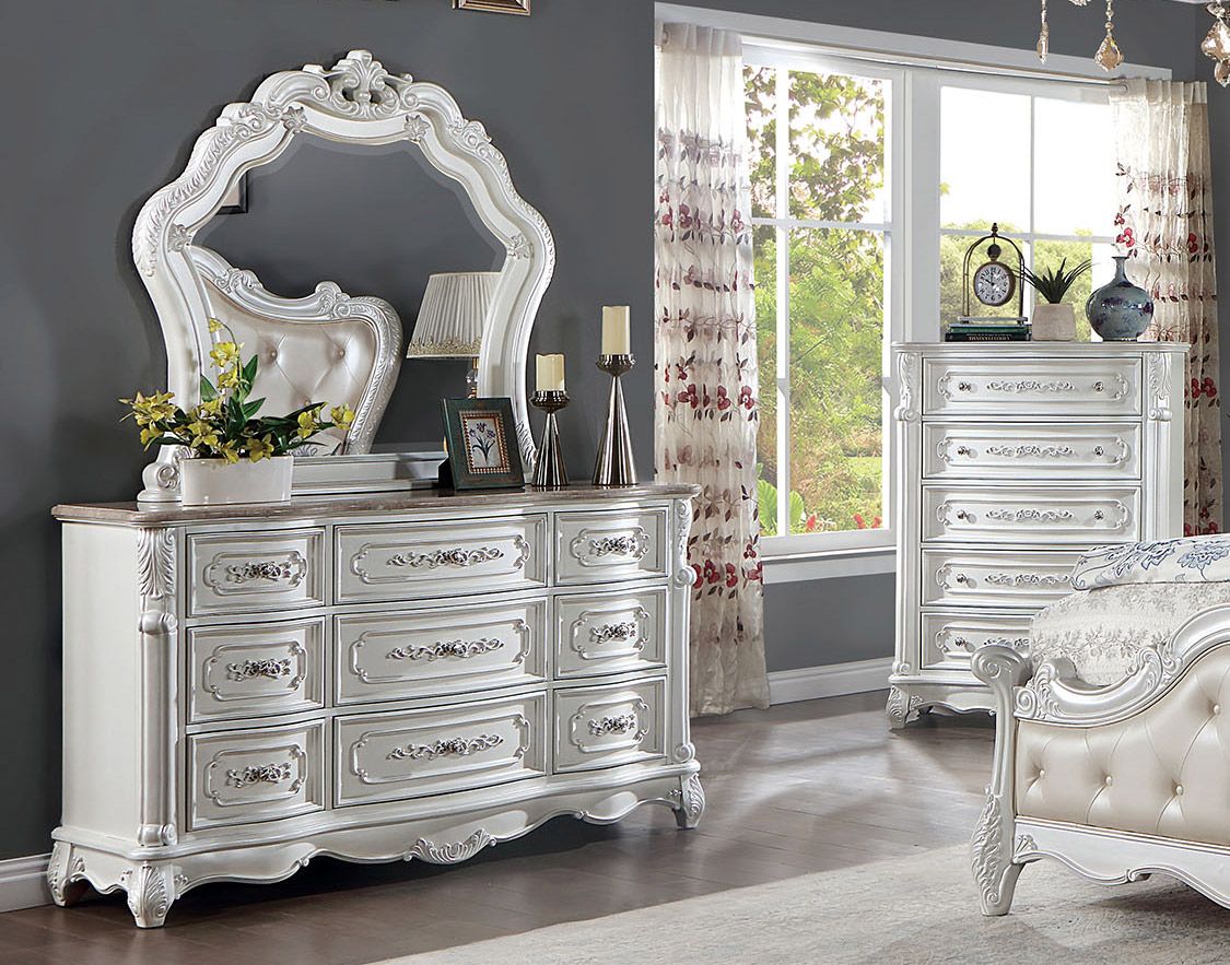 Gracia Pearl White Traditional Dresser
