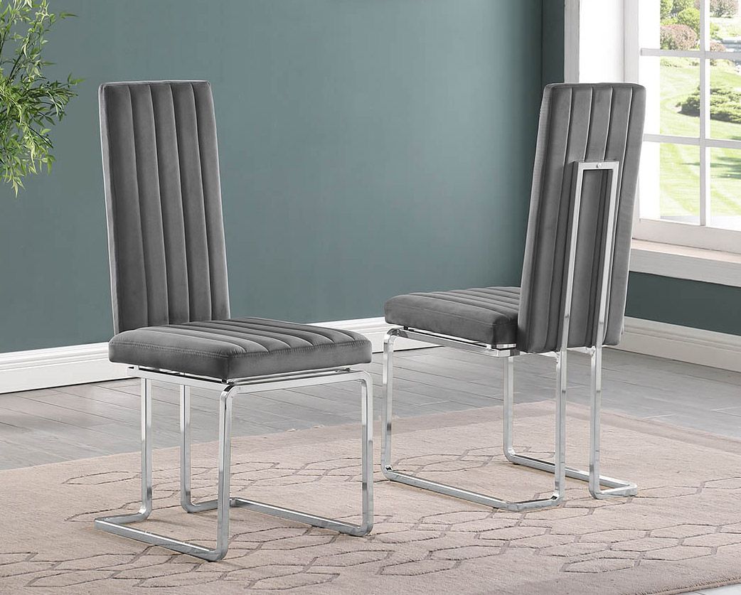 Granby Slim Back Grey Velvet Dining Chairs