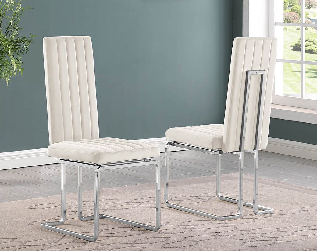 Granby Slim Back Cream Velvet Dining Chairs