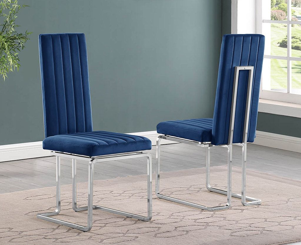 Granby Slim Back Navy Velvet Dining Chairs