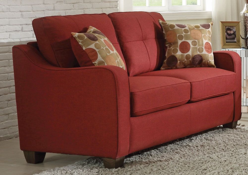 Gregory Red Linen Love Seat