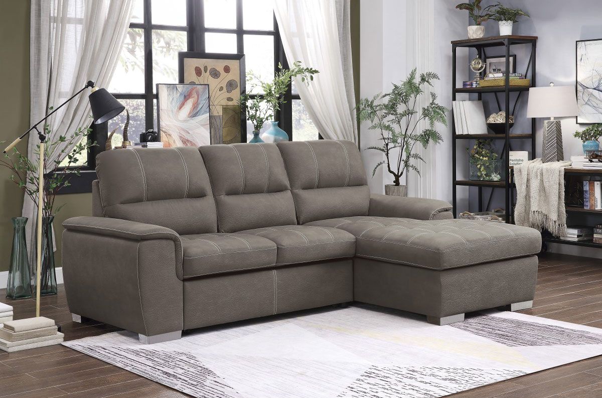 Greyson Taupe Microfiber Sectional Sleeper