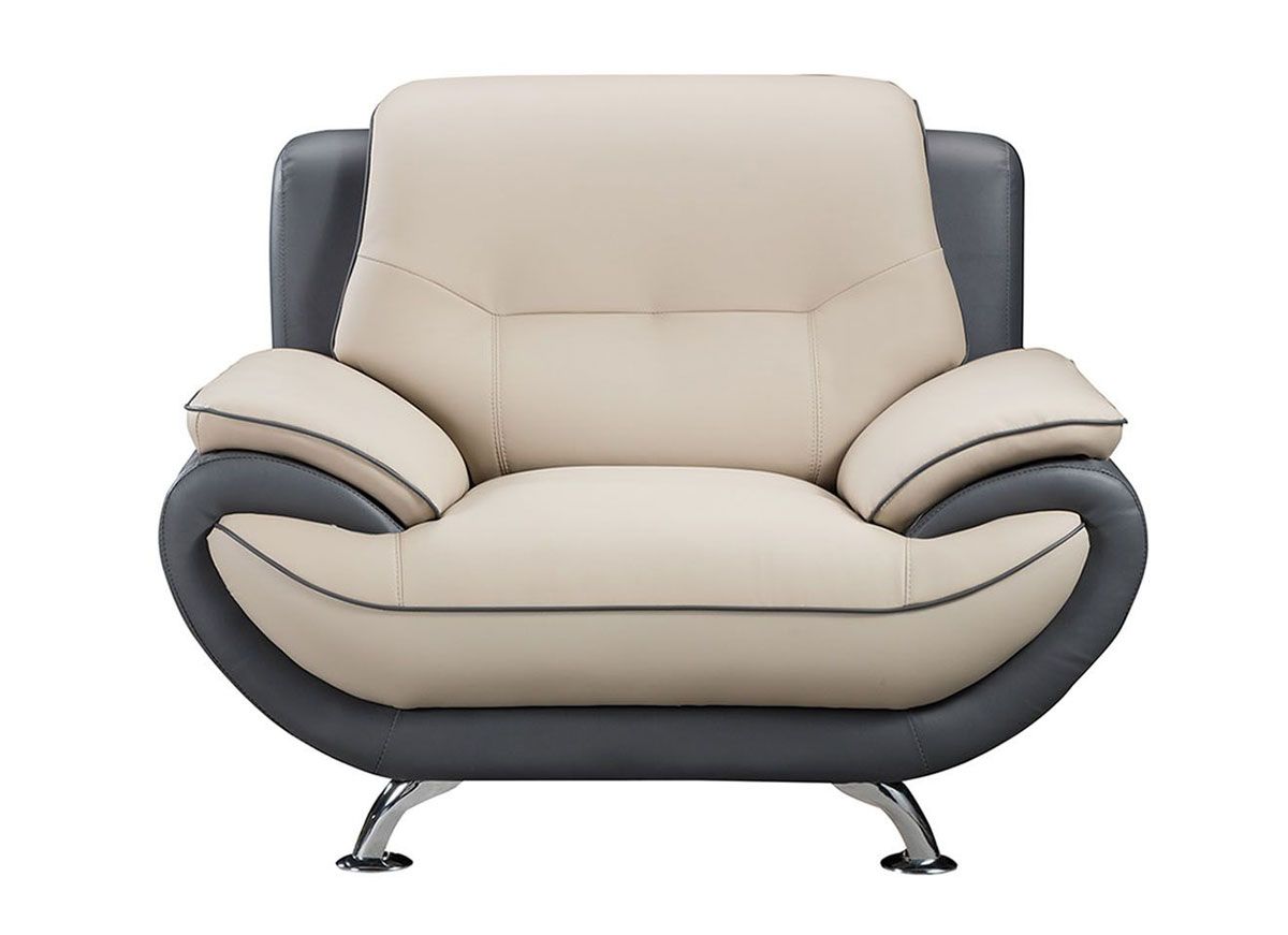 Griffen Two Tone Grey Leather Chair