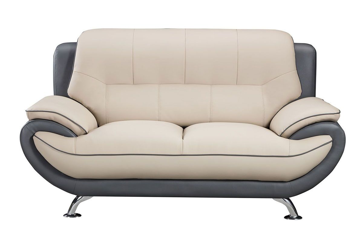 Griffen Two Tone Grey Leather Love Seat