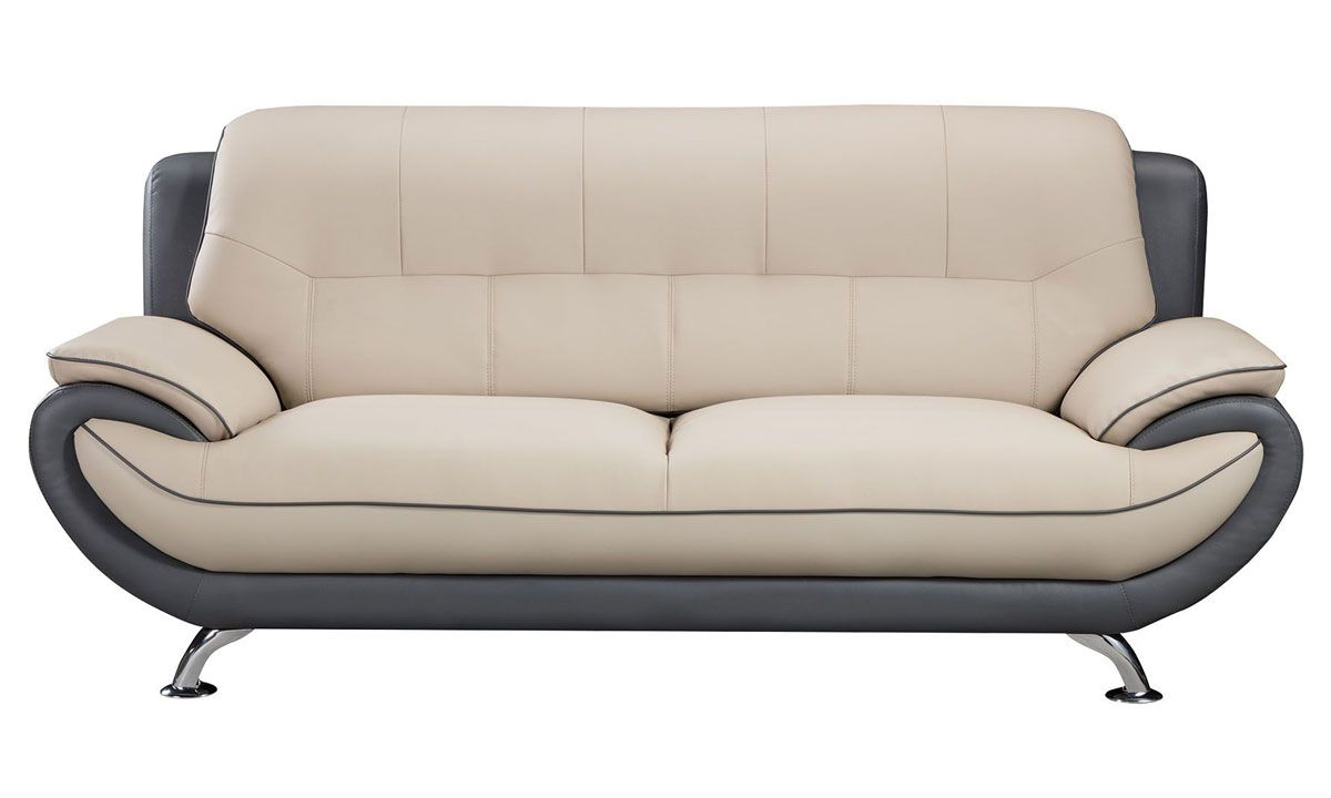 Griffen Two Tone Grey Leather Sofa