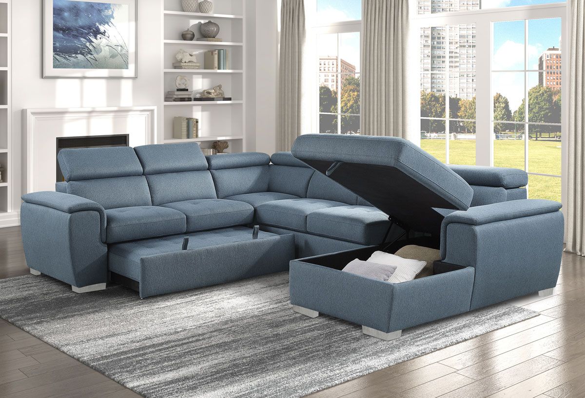 Griswold Blue Sectional With Storage