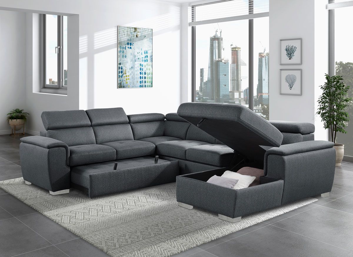 Griswold Dark Grey Sectional With Storage
