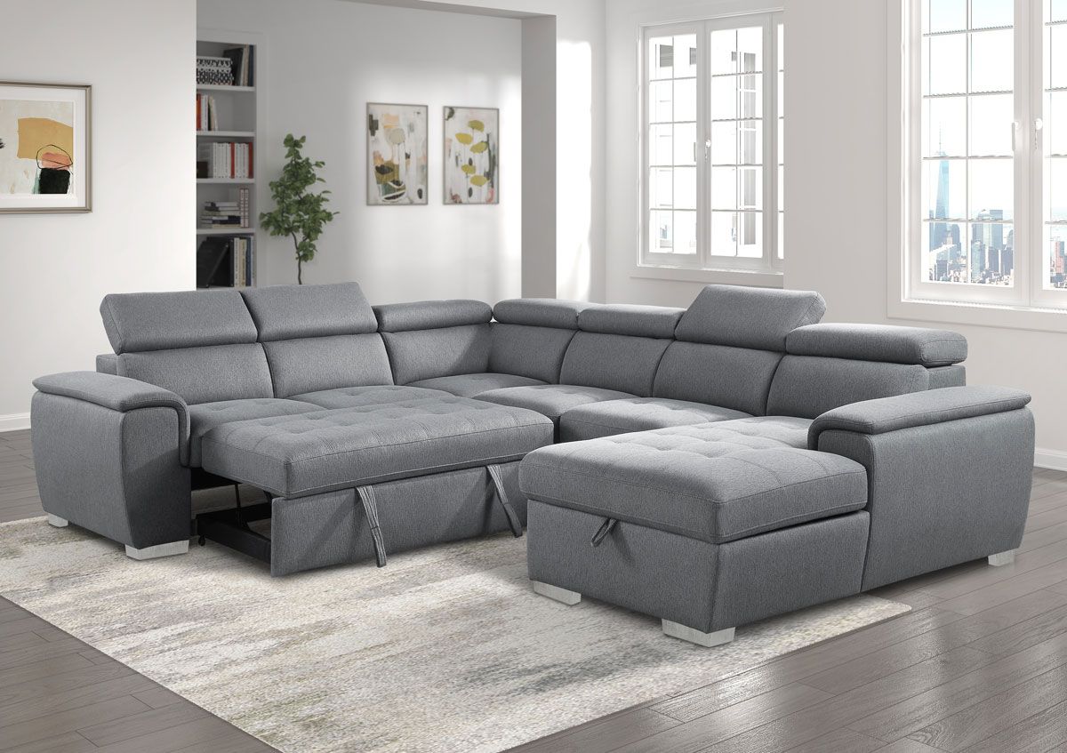 Griswold Light Grey Sectional With Sleeper