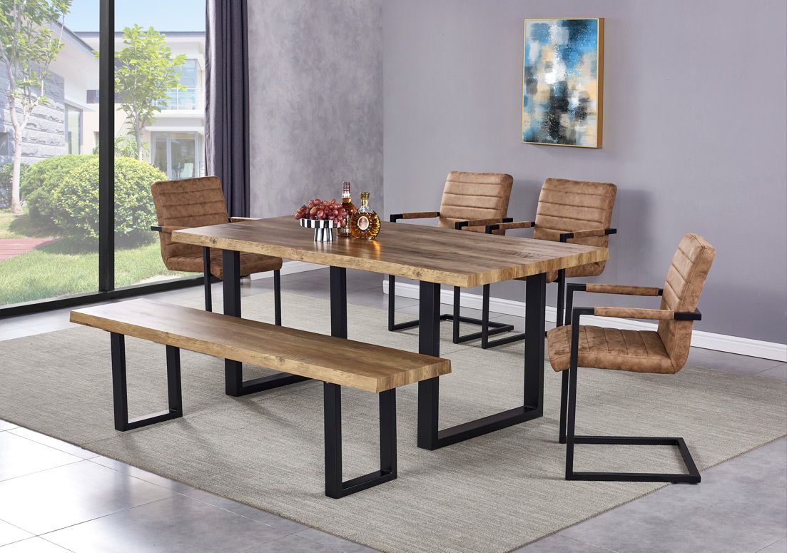 Grover Transitional Style Dining Table With Grey Chairs