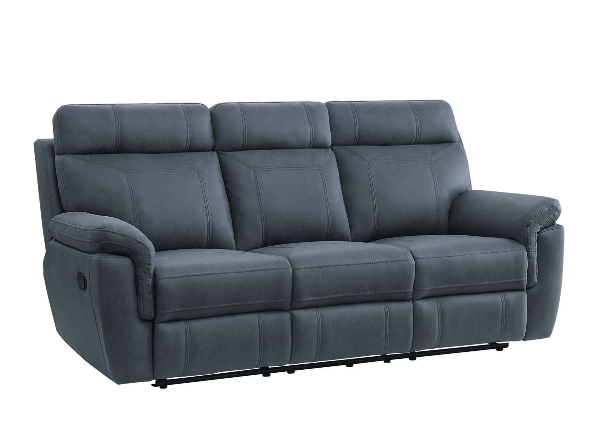 Guash Blue Microfiber Recliner Sofa