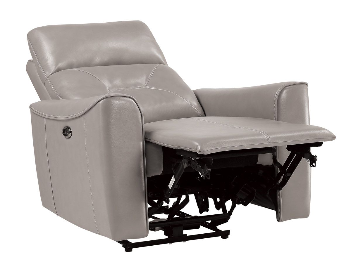 Comet Grey Leather Power Recliner Chair