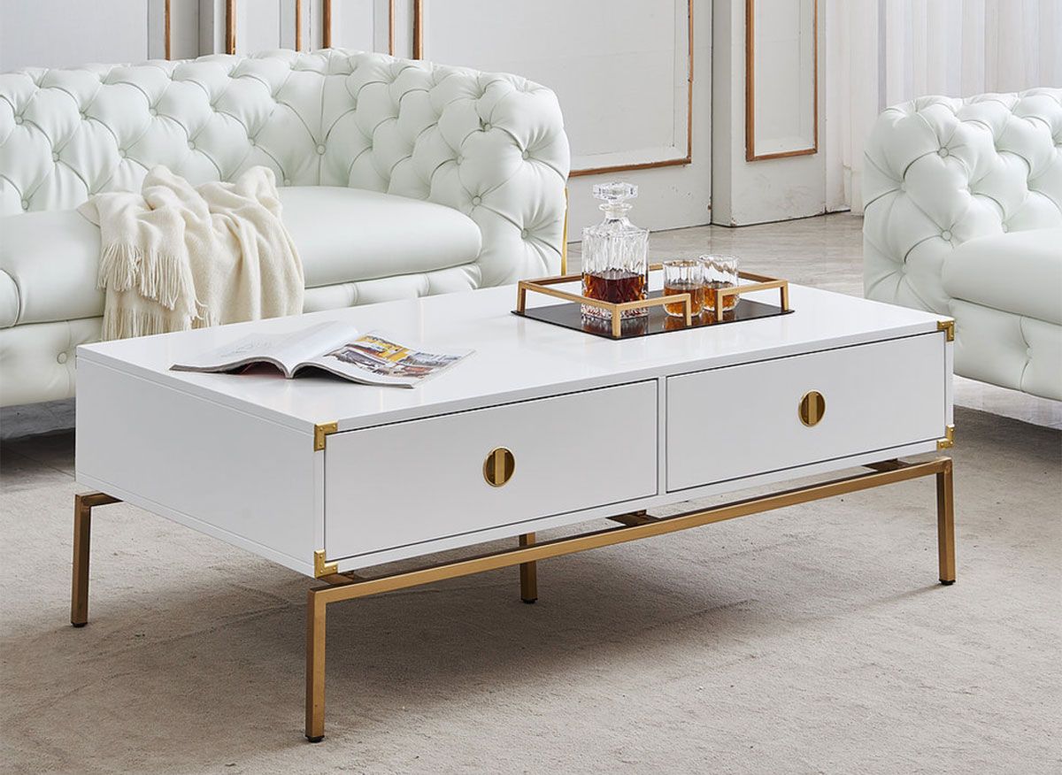 Hagelin White Lacquer Storage Coffee Table