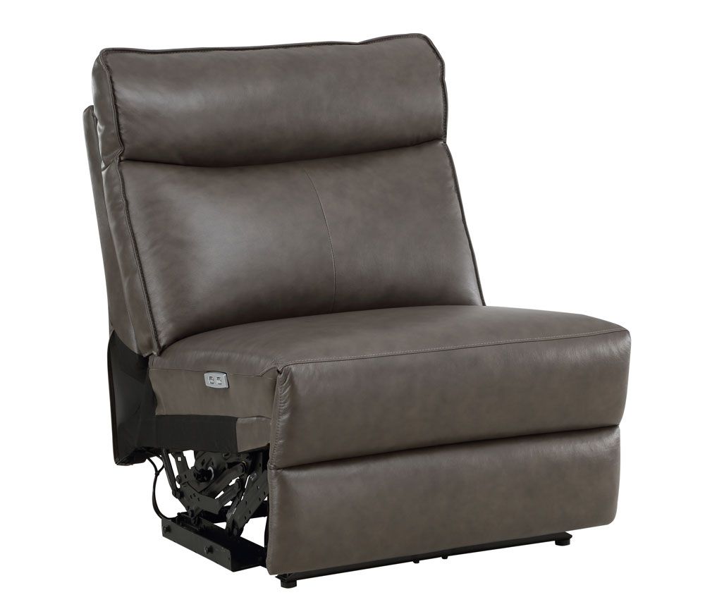 Hagen Brown Leather Power Recliner Armless Chair