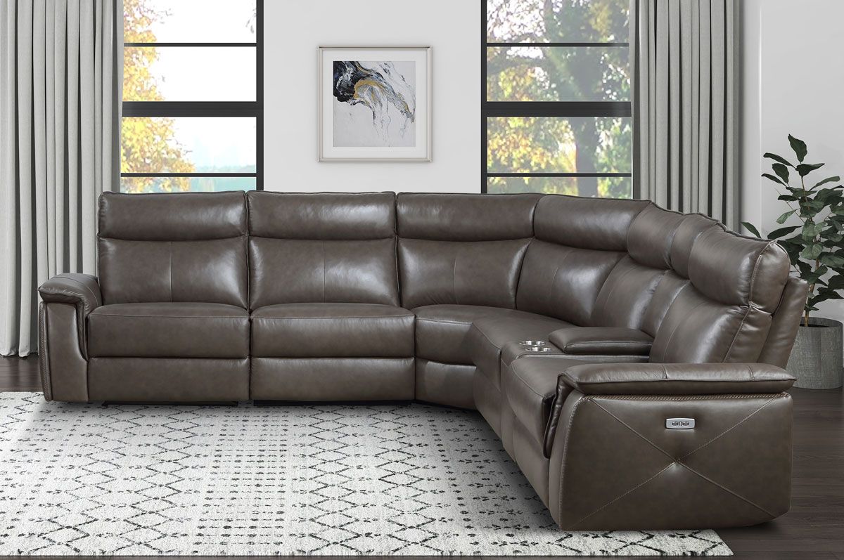 Hagen Top Grain Leather Power Recliner Sectional