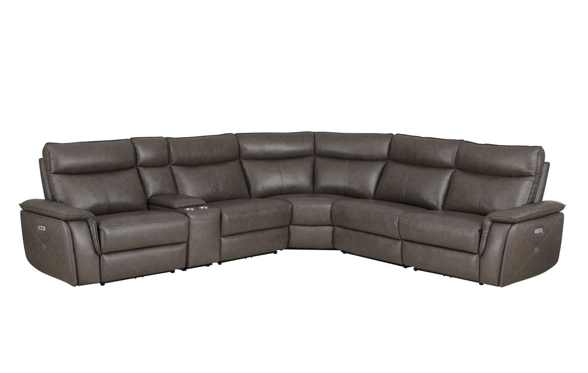 Hagen Brown Leather Power Recliner Sectional