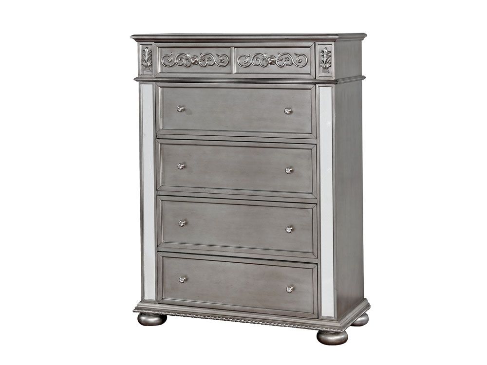 Hailey Silver Chest With Mirror Accents
