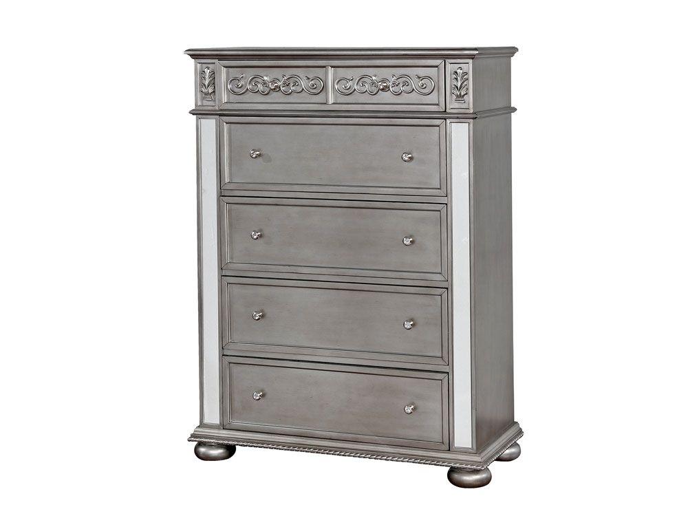 Hailey Silver Chest With Mirror Accents