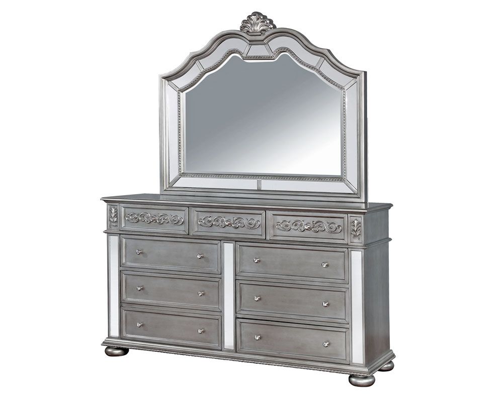 Hailey Silver Dresser With Mirror Accents