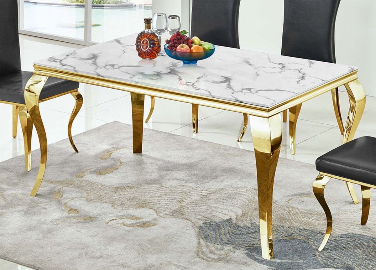 Haley Marble Top Dining Table Gold Legs