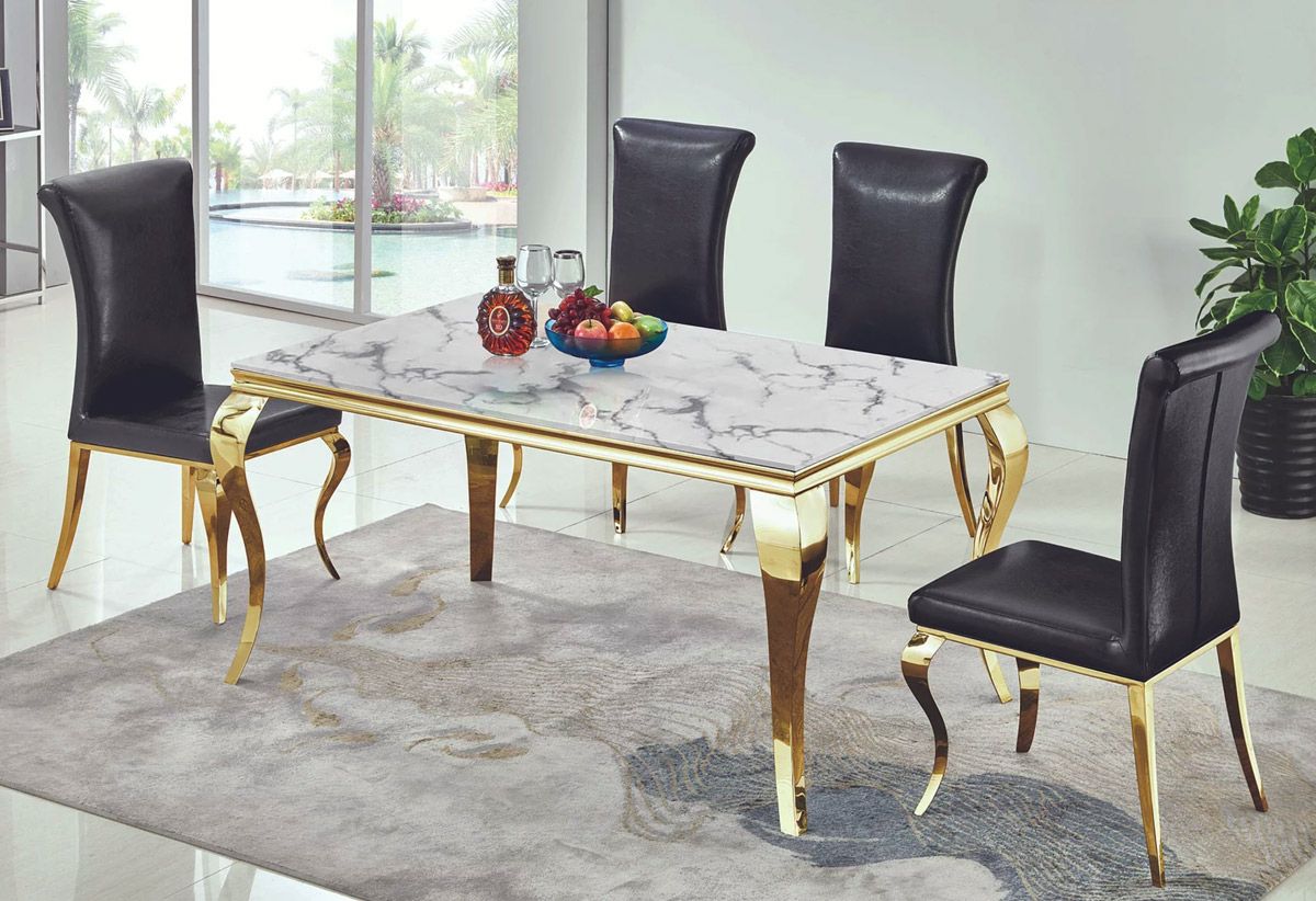 Haley Marble Top Dining Table Set