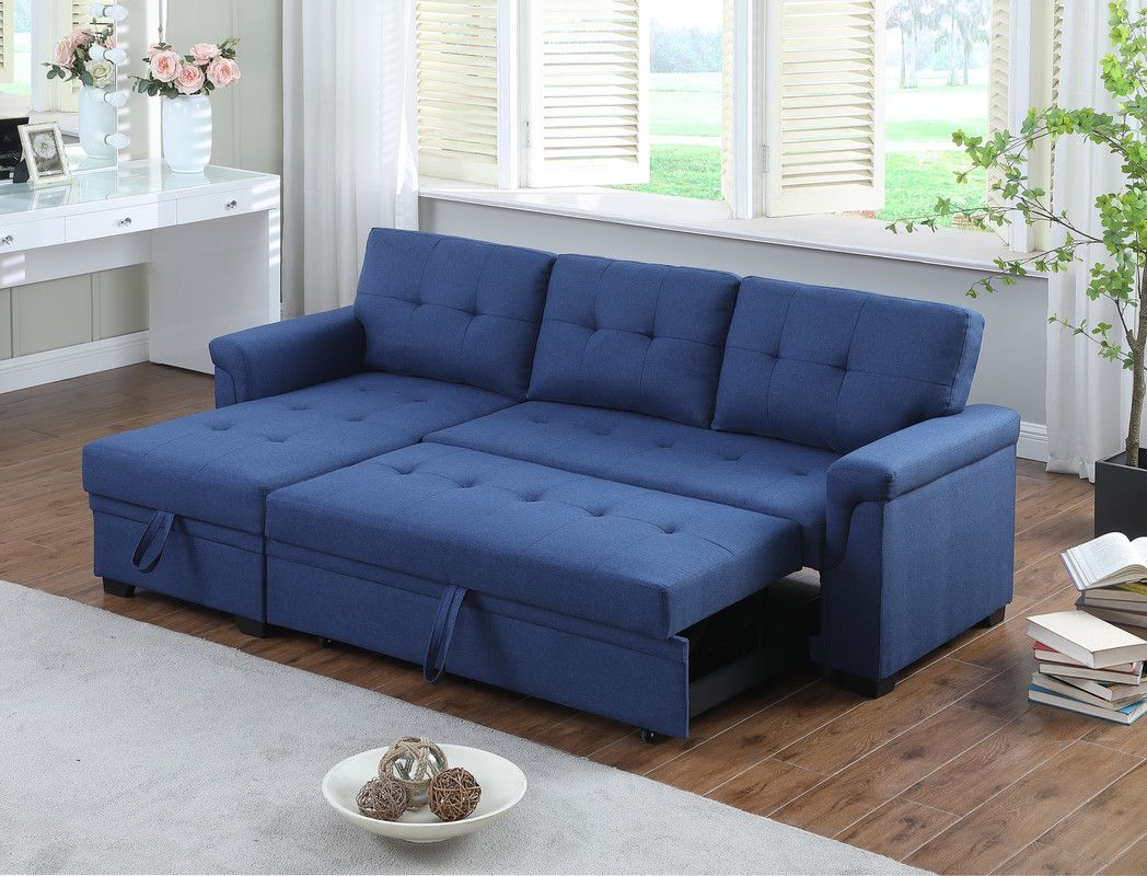 Hamar Blue Sectional With Sleeper