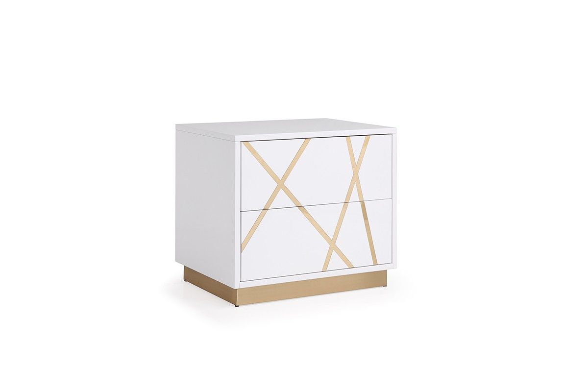 Hamburg Lacquer White and Gold Night Stand