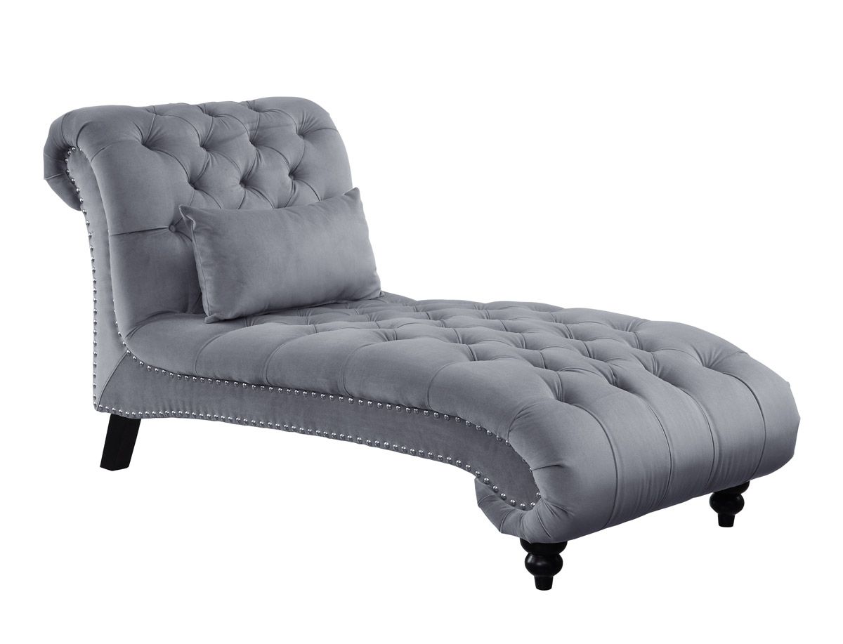 Hampstead Tufted Grey Velvet Chaise