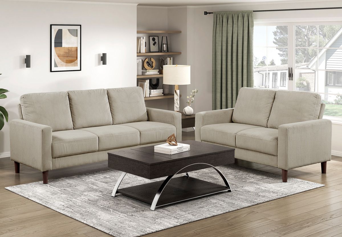 Hampstead Taupe Corduroy Casual Sofa Set
