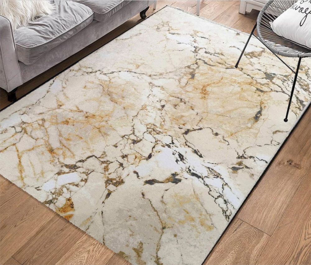 Hampton Beige Gold Marble Rug