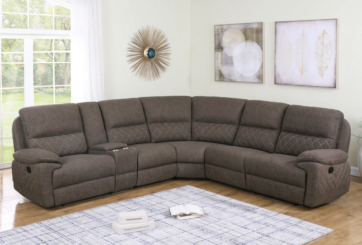 Hankins Suede Fabric Sectional Recliner