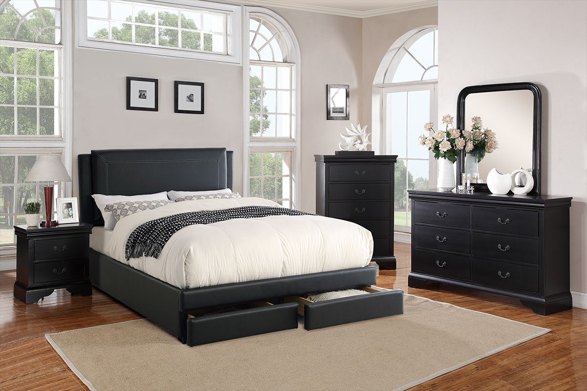 Harbor Leather Platform Bed With Storage