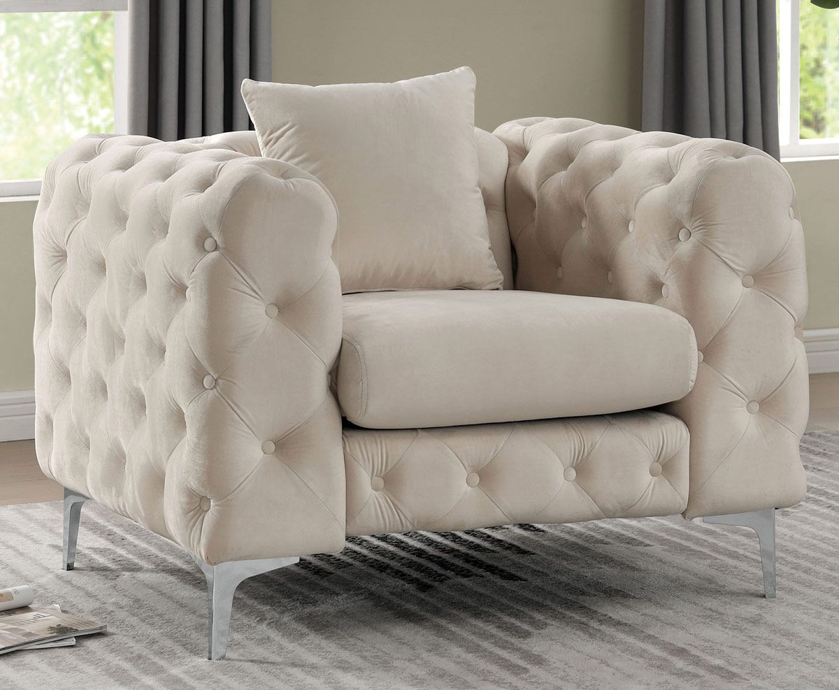 Harley Tufted Beige Fabric Chair