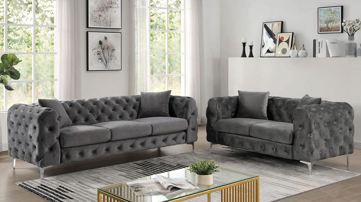 Harley Tufted Fabric Modern Living Room