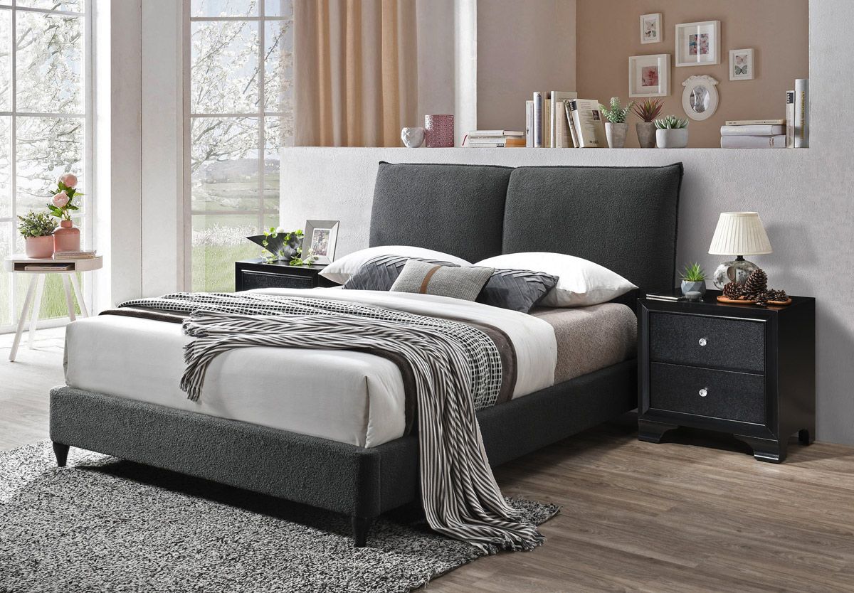 Harstad Charcoal Boucle Bed