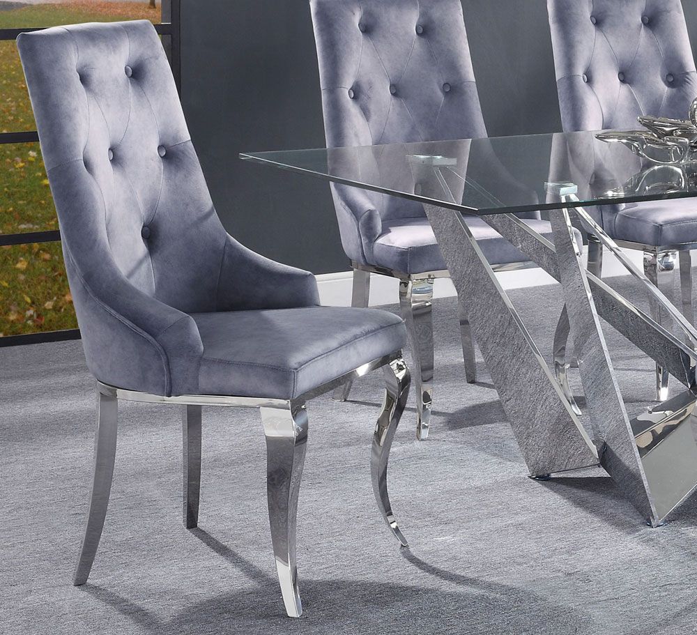 Healy Grey Velvet Dining Chairs