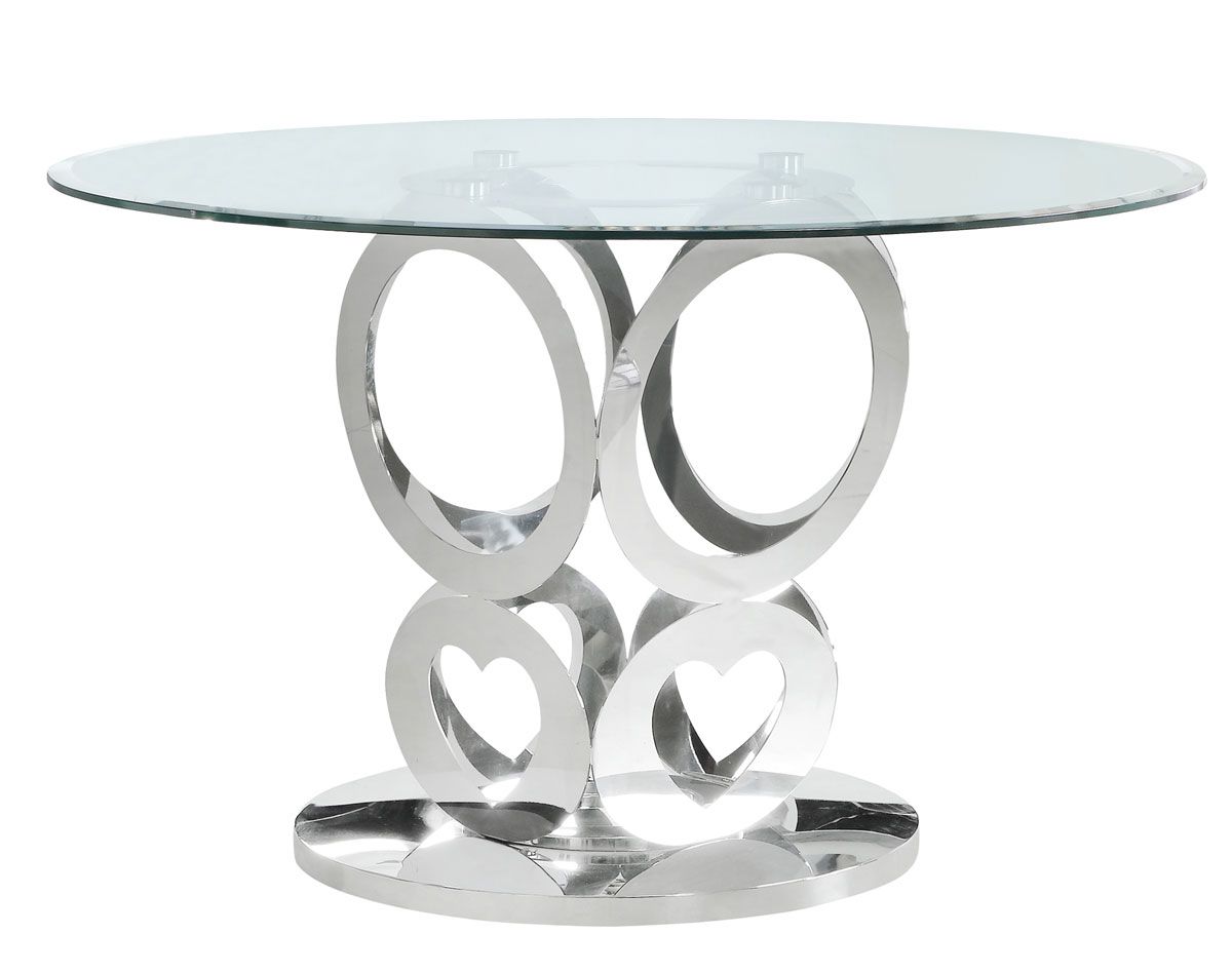 Hearts Round Glass Top Dining Table