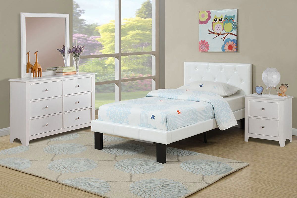 Helen White Leather Youth Bed
