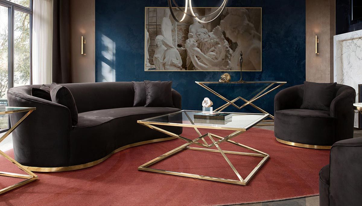 Helena Black and Gold Modern Living Room