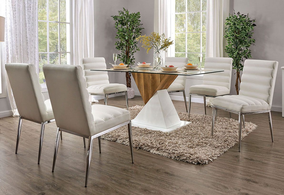 Helix Modern Glass Top Dining Table