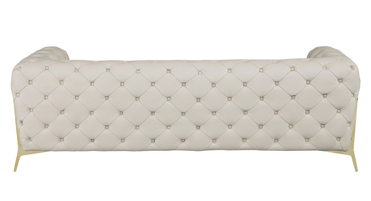 Hendrix Beige Leather Tufted Sofa Back