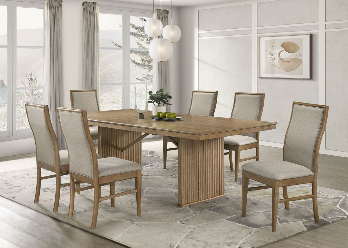 Hensel 7-Piece Dining Table Set Fluted Accents