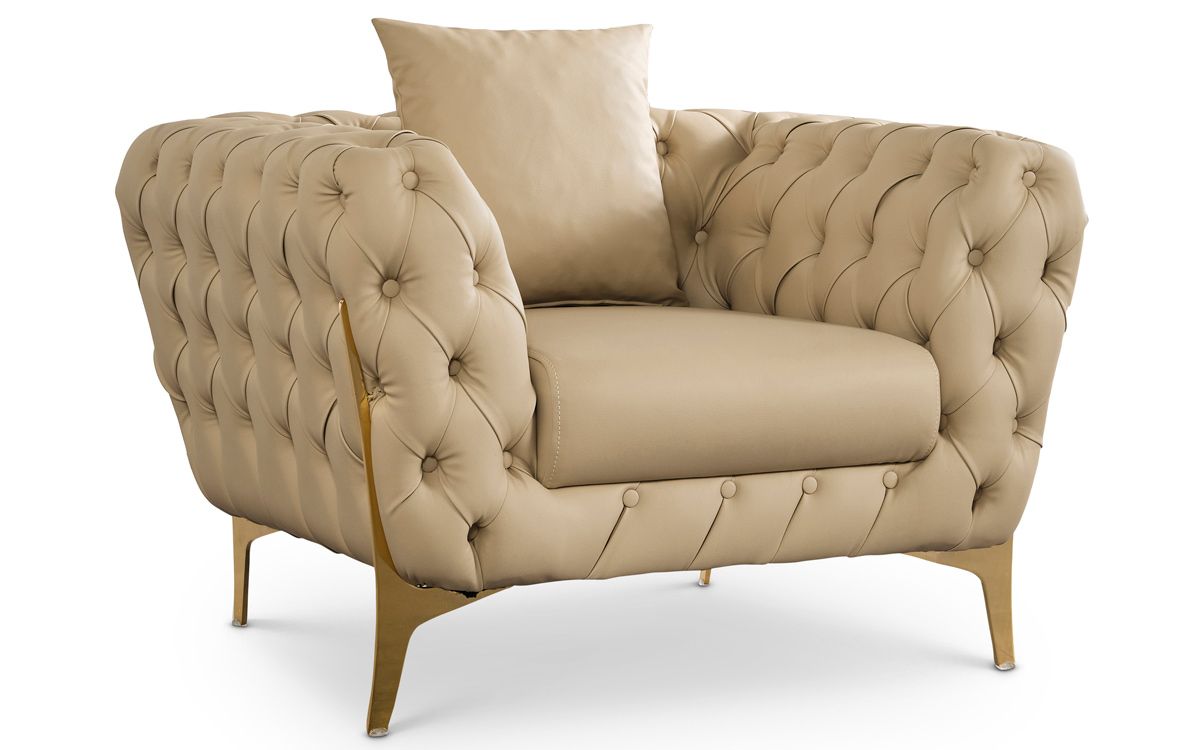 Herbert Beige Tufted Leather Chair