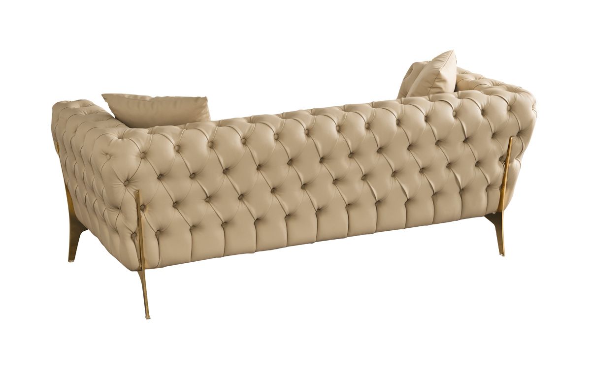 Herbert Beige Sofa Tufted Back