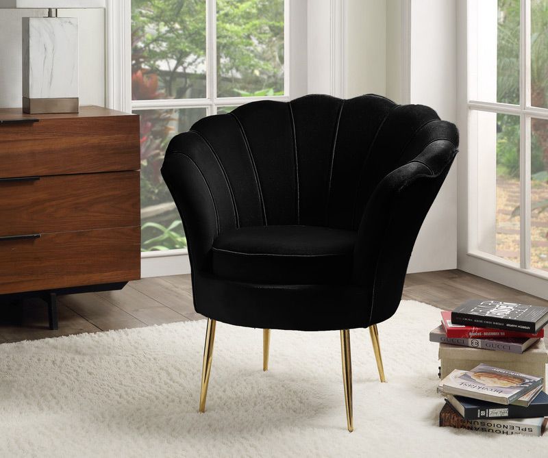Hermosa Black Velvet Accent Chair